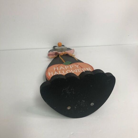 vintage hand made folk art wooden cut out halloween black cat decoration 15.5 in - Picture 7 of 9